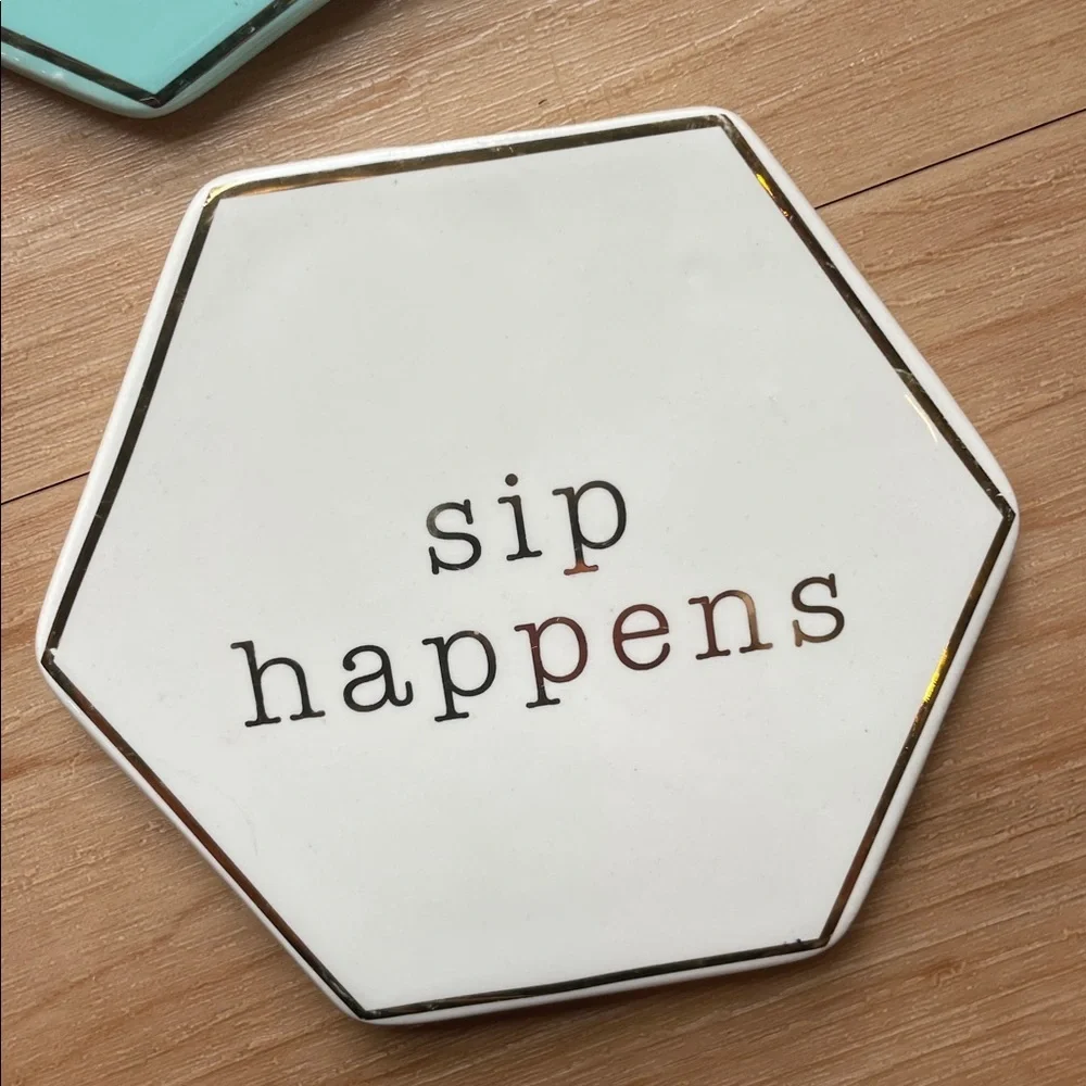Vibrant Hexagonal Coaster Set - Blue, Pink, Mint, Cream